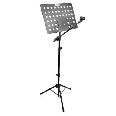 Imagem de Estante Para Partitura Com Suporte De Microfone Profissional Em Aço Re