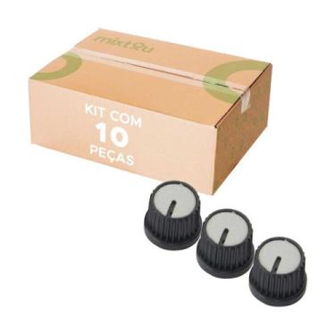 Imagem de 10x Botão Knob Redondo Estriado Com Parafuso Ad209 - Cinza - PIX