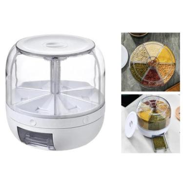 Imagem de Dispenser Giratório Organizador P/ Cereais Grãos Alimentos 6 Divisória