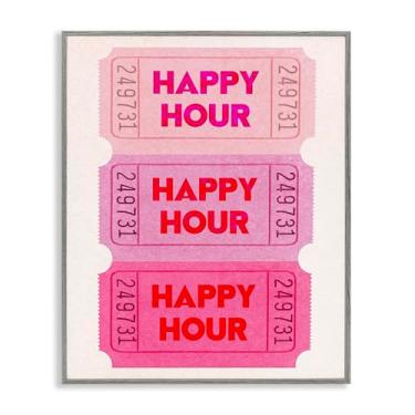 Imagem de Stupell Industries Happy Hour Tickets Design de arte giclée emoldurado cinza por Lil' Rue, 61 x 76