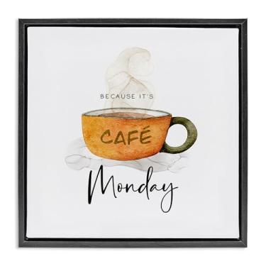Imagem de Stupell Industries Because It's Monday Caneca com moldura preta flutuante, arte de parede, design da Joy Hall, 45,7 x 45,7 cm