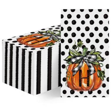 Imagem de Horaldaily 100 guardanapos decorativos de papel descartável para convidados, abóbora H toalha de folha branca para festa, almoço, jantar, cozinha, banheiro