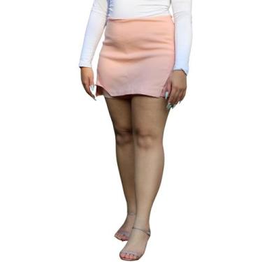 Imagem de Saia Duas Fendas Basica Elegante Tecido Bengaline Plus Size - Rosê - K