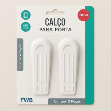 Imagem de Kit Trava de Porta Cunha Calço de Porta com 2 Peças - FWB, Branco