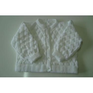 Imagem de casaco blusa de bebe em trico inverno  - Eliane baby, Branco, P