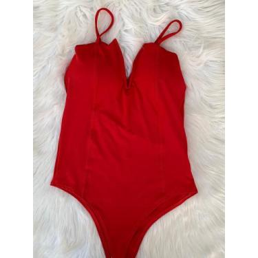 Imagem de Body feminino alça fina decote v com bojo tecido poliester - moda filo