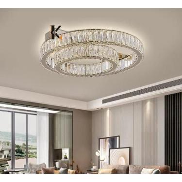 Imagem de Paflon Cromado Redondo Duplo D50cm Led 3000k Cristal K9 - Perin e Bres