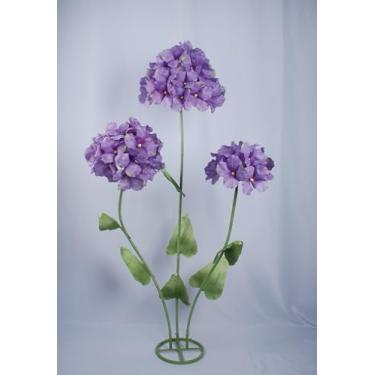 Imagem de 3 peças de flores artificiais de hortênsia grande, decoração de arte de flores artificiais gigantes para jardim, hotel, escritório, decoração de casa de fazenda, casamento, galeria de arte, loja (roxo