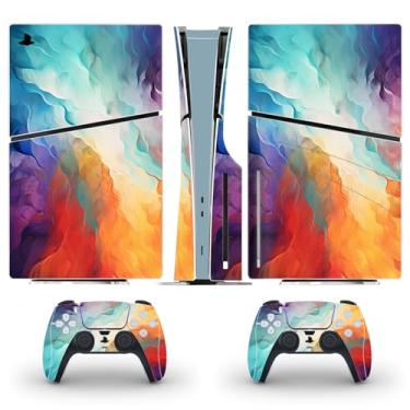 Imagem de Skin Sticker Compatible with PS5 Slim Disc Console and Controller, Protective Vinyl Decal Game Accesorries Cover Wrap (Orange)