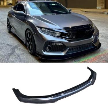 Imagem de Lábio do para-choque dianteiro do carro compatível com hatchback de 10ª geração Civic Si 2016-2021 divisor dianteiro difusor spoiler body kit acessórios para carro (preto brilhante)