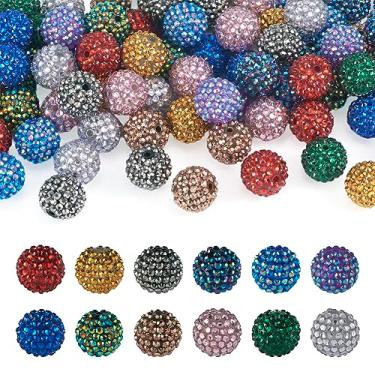 Imagem de Fashewelry 96 contas de strass chiclete de 20 mm de cor mista contas de bola de discoteca de resina contas redondas de chiclete para caneta com contas, chaveiro, bolsa, corrente para fabricação de