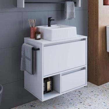 Imagem de Gabinete de Banheiro Suspenso 60cm com 1 Nicho 1 Toalheiro 1 Porta e 1