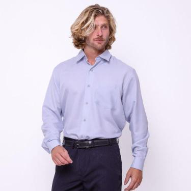 Imagem de Camisa Masculina Social Tecido Microfibra Cinza Manga Longa - Blink Je