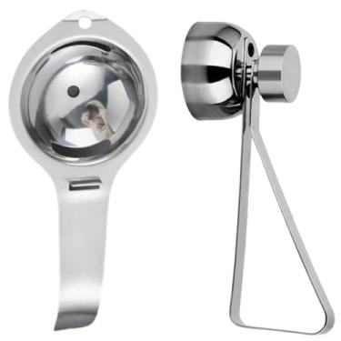 Imagem de Kit Abridor Cortador de Casca Ovo Inox + Separador de Clara Gema de Ovo Aço Inoxidável Profissional – Cozinha Prática, Culinária Saudável, Dieta Fit, Utensílio Durável e Higiênico