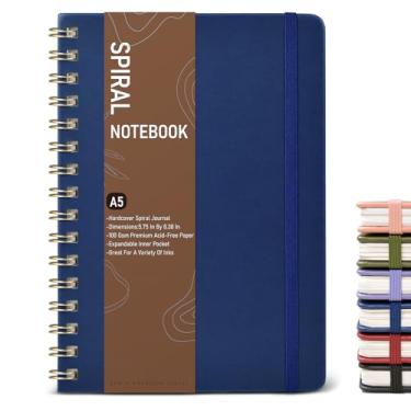 Imagem de Dotted Spiral Journal Notebook, A5 Hardcover Spiral Journals for Women Men, 100 GSM Dot Grid Paper Notebooks, 150 Pages Spiral Bullet Dotted Notebook for Writing Note Taking 5.75" x 8.38", Navy Blue