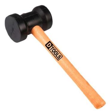 Imagem de Martelo Borracha Preto 40mm Cabo Madeira - DTOOLS 4x26x8,7cm Uso em As