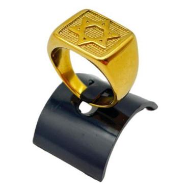 Imagem de Anel Estrela De Davi Dourado Feito Em Aço Inoxidável - Nevatto Acessór