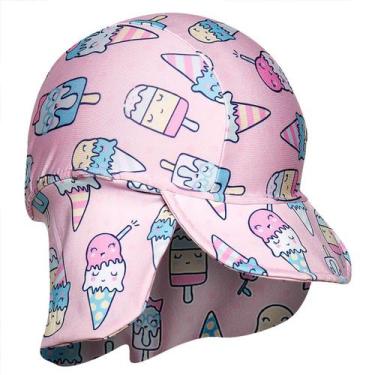 Imagem de Boné Praia Bebê e Infantil Proteção UV 50+ Sorvetes Rosa Tip Top, 3-4