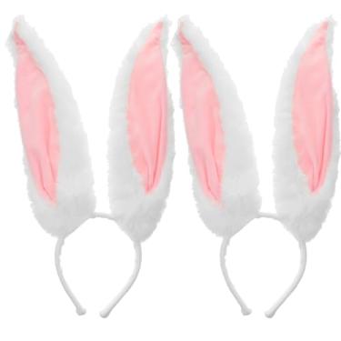 Imagem de LALAFINA 2 Peças De Tiaras De Orelhas De Coelho Para Mulheres Tiaras De Orelhas De Coelho Acessórios Para De Halloween Cosplay Tiaras Rosa