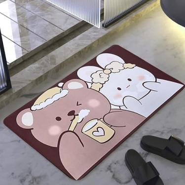 Imagem de Tapete De Banheiro Quadrado Absorve Água Antiderrapante Secagem Rápida 38x58cm (URSOS ESCOVANDO)