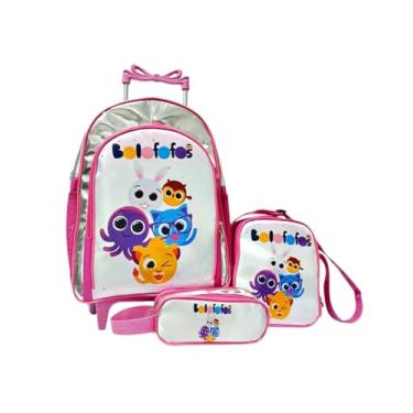 Imagem de Mochila Bolofofo Rodinhas Lancheira Estojo Kit Bolo Fofo Menina Rosa