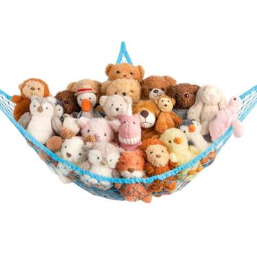 Imagem de Canto de rede de armazenamento de animais de pelúcia – Rede grande de brinquedo para decoração de quarto de animais de pelúcia – Suporte organizador de animais fofos para pelúcia – Decoração de casa