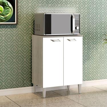 Imagem de Balcão Multiuso Para Microondas Com 2 Portas Celta Elmo/branco Hr Móveis