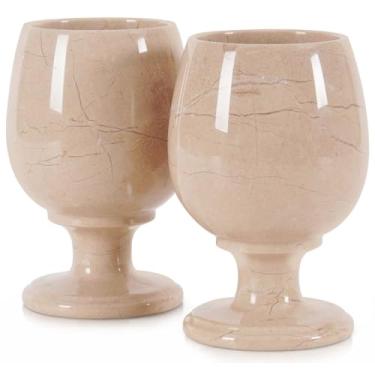 Imagem de Radicaln Conjunto de 2 taças de vinho de mármore Verona feitas à mão para decoração de bar, taças de vinho tinto e branco ideais para decoração de casa