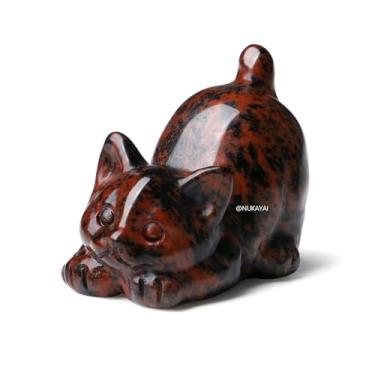 Imagem de NUKAYAI Estátua De Cristal Gato Com Obsidiana Vermelha, Estatuetas Esculpidas Para Decoração Quarto, Pedras Preciosas Naturais Preguiçosas, Escultura Esculpida Em Casa, Pedra Cura Artesanal, Present