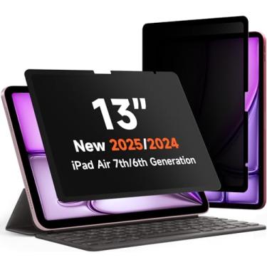 Imagem de Protetor de tela de privacidade 360° atualizado para Apple iPad Air 13 polegadas 2024 M2/iPad Air 6ª geração, filtro de luz azul antiespião de 4 vias Magicsuction (privacidade paisagem+retrato)