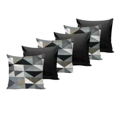 Imagem de ALMOFADAS CHEIAS COM ENCHIMENTOS PARA QUARTO SALA OU SOFÁ (GEOMÉTRICO CINZAcPRETO)