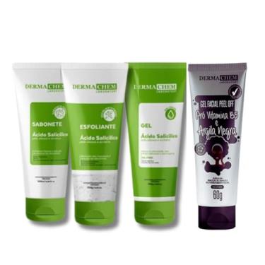 Imagem de Kit Skincare Anti Acne e Oleosidade Sabonete + Esfoliante + Gel Hidratante + Gel Peel Off Argila Negra Mascara Facial - 4 ITENS