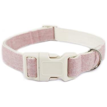 Imagem de Coleira de cânhamo de algodão ajustável, coleira rosa para cães de tecido natural macio, lindo colar de casamento para cães pequenos, médios e grandes, rosa - P