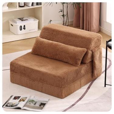 Imagem de Tiita Sofá-cama dobrável com travesseiro, colchão de tamanho único e tecido de pelúcia com bolsa de armazenamento portátil, espreguiçadeira, cama para sala de estar, quarto de hóspedes, dormitório,