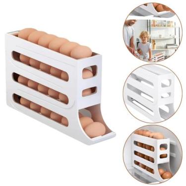Imagem de Porta Ovos Organizador Bandeja Geladeira 4 Andares - Trioplast, Branco