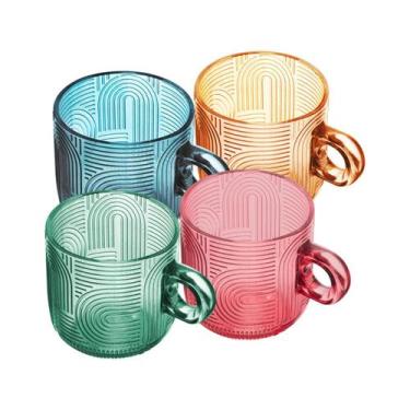 Imagem de Conjunto 4 xícaras de vidro Frankfurt colorido 100ML - wolff