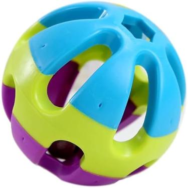 Imagem de Litewoo Brinquedo de bola de papagaio colorido com sino para pássaros de estimação, periquito, periquito, calopsita, gato, cachorro, 1 peça