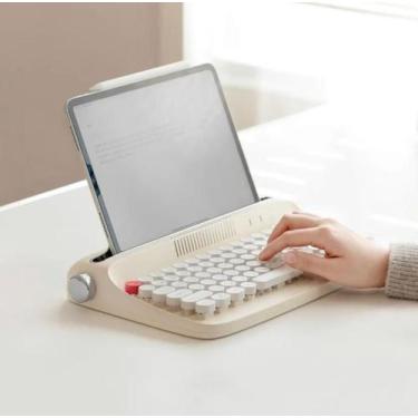 Imagem de Teclado bluetooth Retrô para tablet e celulares - Actto, Bege