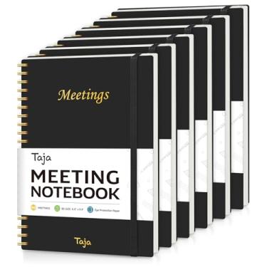 Imagem de Pacote com 6 cadernos de reuniões para organização do trabalho – Caderno planejador de trabalho com itens de ação, agenda para anotações, 160 páginas (17,5 x 25 cm) organizador de projetos para homens