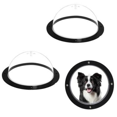 Imagem de Hedday Janela de cerca de cachorro, 30 cm acrílico transparente para animais de estimação com orifícios de ar, parque infantil, cerca de madeira, janela, bolha para cães e gatos, profundidade de 12,7