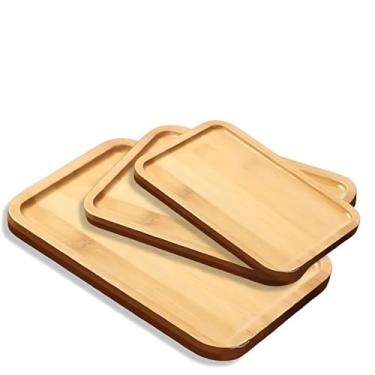 Imagem de Kit 3 Bandejas de Bambu Para Cozinha Decoração Petisqueira Servir Lanches Café Chá e Petiscos Multiuso 3 Tamanhos FONSES