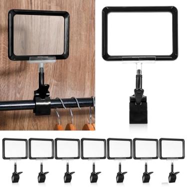 Imagem de MAQUITA Suporte De Acrílico Para Placas Com Braçadeira, Clipes Exibição Cabeça Dupla 6 X 4 Pol., Protetor Cartão Pvc, Clipe Etiqueta Preço Giratório Trilhos Ou Tubos (Pacote 10 - Preto)