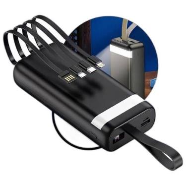 Imagem de Carregador Portátil Por Indução Sem Fio 20000Mah Cabos - Powerbank