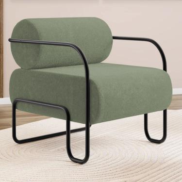 Imagem de Poltrona Decorativa Orgânica Living Miska Bouclê Verde Oliva - Desk Design