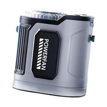 Imagem de IEUDNS Ventilador de cintura recarregável silencioso portátil para pendurar no pescoço ventilador portátil para acampamento ao ar livre trabalhos pesca, Cinza