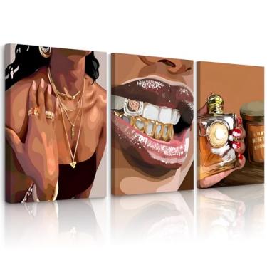 Imagem de Arte de parede de menina negra mulher afro-americana decoração de parede moda feminina pôster de pessoas negras moderno impressão de menina americana pintura abstrata para quarto sala de estar 40 x 61