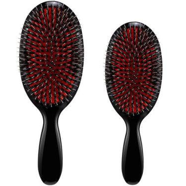 Imagem de Escovas de cabelo Geiserailie, 2 peças de cerdas de javali com pena de