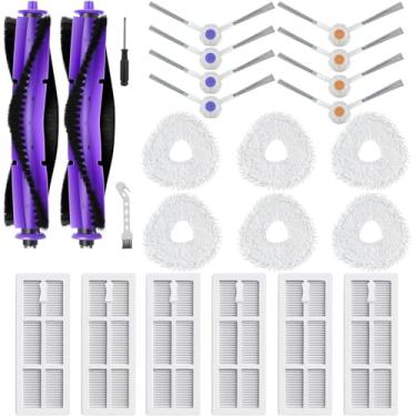 Imagem de Kit de substituição de acessórios combo de 24 peças para aspirador de pó e esfregão Narwal Freo, 2 escovas principais, 8 escovas laterais, 6 filtros Hepa, 6 panos de esfregão, 1 ferramenta de limpeza