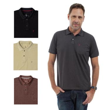 Imagem de Kit 4 Camisa Polo Masculina Pique Premium com Bolso Casual