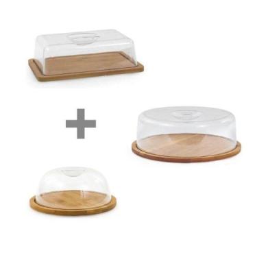 Imagem de Kit Boleira + Porta Frios + Queijeira Bambu - CLASS HOME